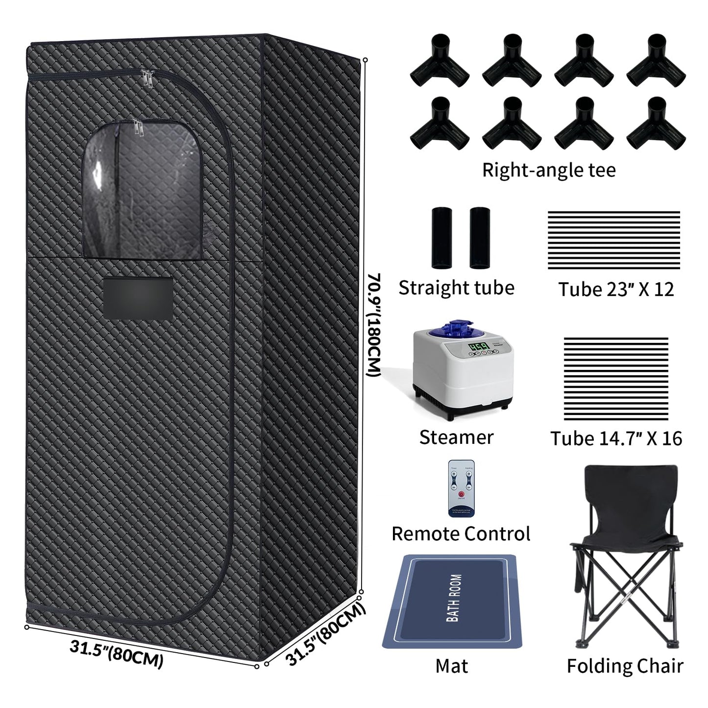 Veloqore Sauna Box for Relaxation,Portable Steam Sauna for Body Relaxation,Portable Personal SPA Steam Tent with 3L /1500W Steamer, 9 Levels Temp Control,Indoor,Outdoor