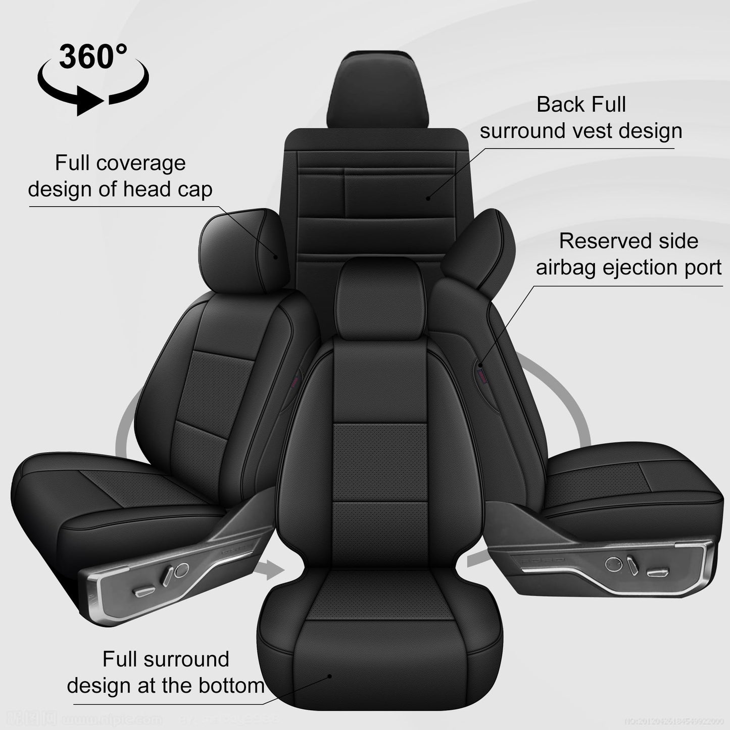 AOMSAZTO Seat Covers for Ford F150 XL XLT: 2015-2024 2025 SuperCrew & F250 F350 F450 2017-2024 Super Duty Crew Cab XL XLT, Custom Fit Full Set Faux Leather Black