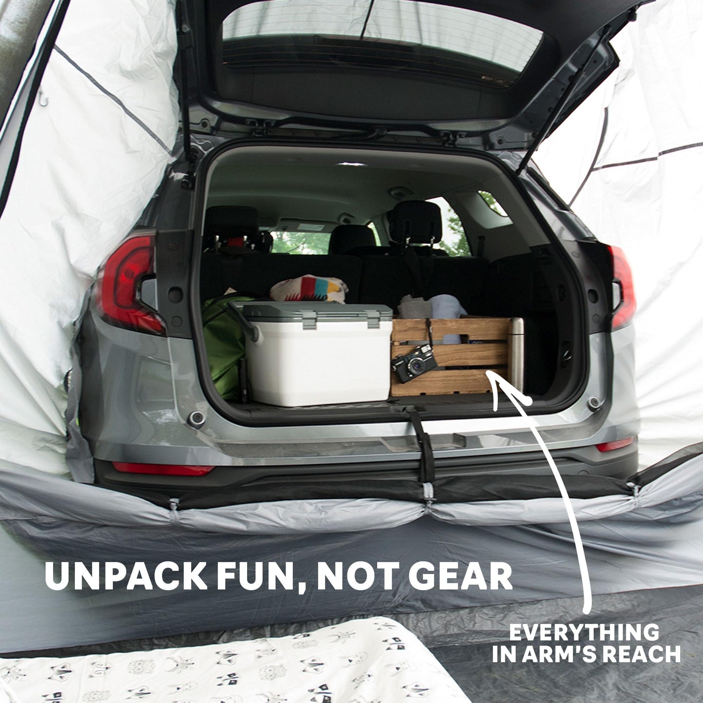 Napier Backroadz SUV Tent | 10' x 10' SUV Car Camping Tent | Fits All CUVs, SUVs, and Minivans | Sleeps 5 | Spacious, Durable, Easy Set-up | Gray/Green | Model 19100