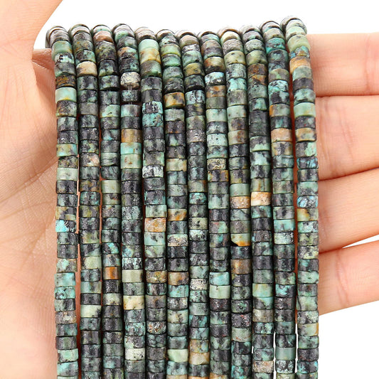 150PCs Natural African Turquoise Spacer Beads, Loose Semi Precious Flat Round Gemstone Heishi Disc Stone Beads for Beading Jewelry Making 4mm*2mm 38cm