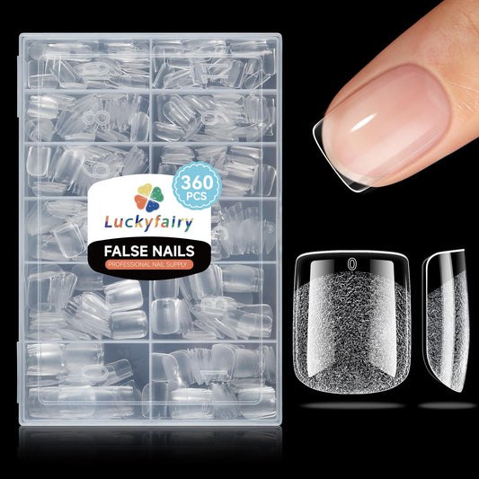 Extra Short Square Nail Tips: XS Short Nail Tips 360PCS Fake Nails 12 Sizes Soft Gel Pre-Shaped Acrylic Clear Square Press on Nails Tips for Nail Extension Home DIY Salon