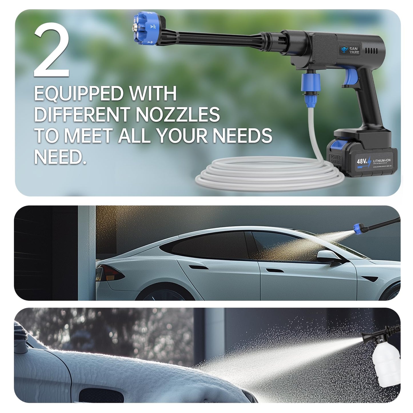 Cordless Pressure Washer,1200PSI Portable Pressure Washer with 2 Rechargeable 20000mAH Battery Power Washer,6 Modes Ajustable Light Duty Tools 6-in-1 Nozzle for Car/Fence/Garden/Floor/Yards