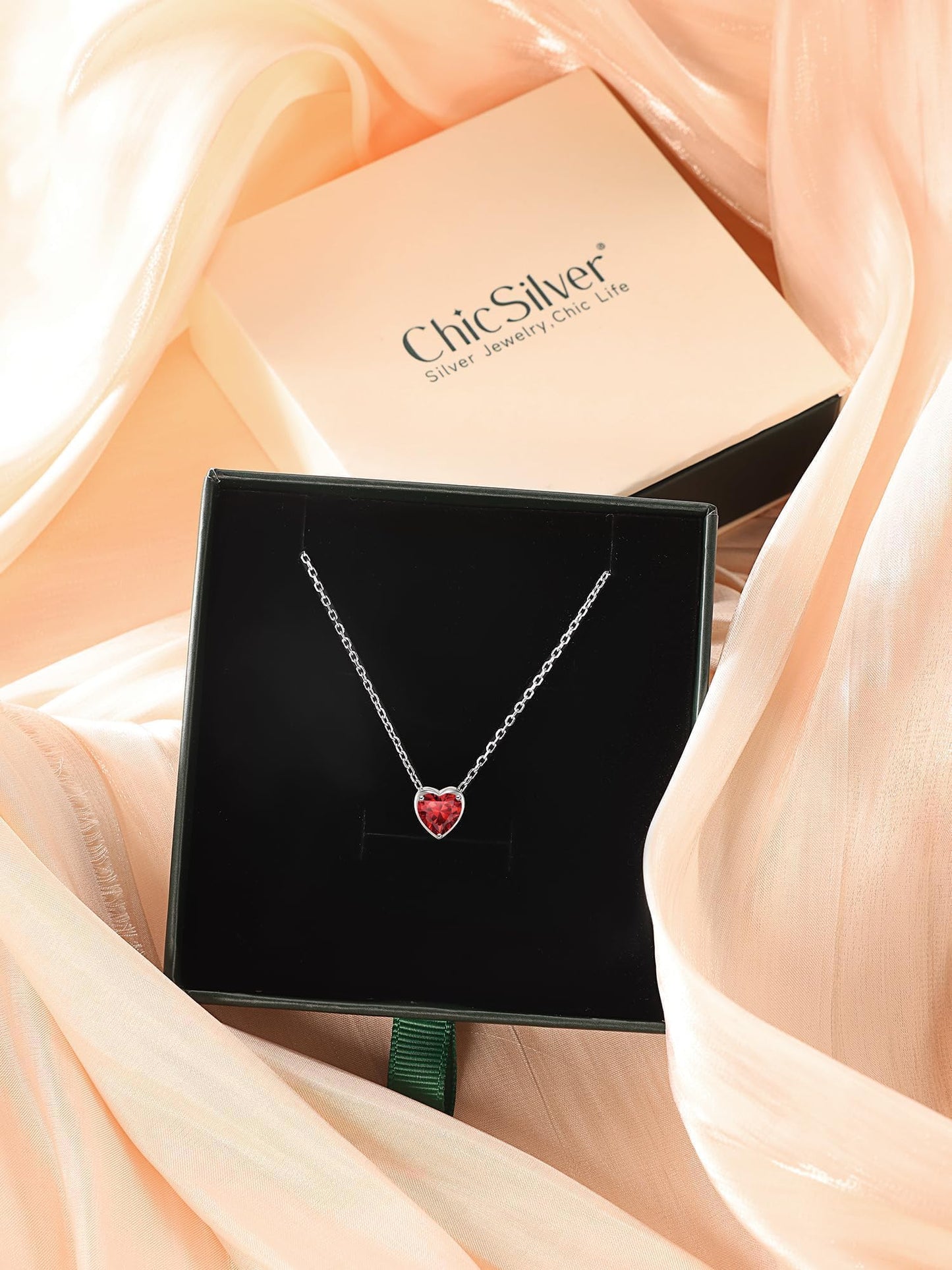 ChicSilver Sapphire Necklace for Women Navy Blue Necklaces for Women September Birthstone Necklace Love Heart Sapphire Jewelry