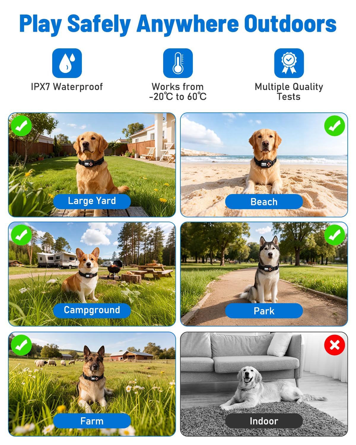 LOTYP Wireless Dog Fence, GPS Dog Collar Fence System, Electric Containment, IP67 Waterproof, Radius from 25-999 Yards, Beep/Vibration/Shock Correction, for Dogs 18 lbs & Up