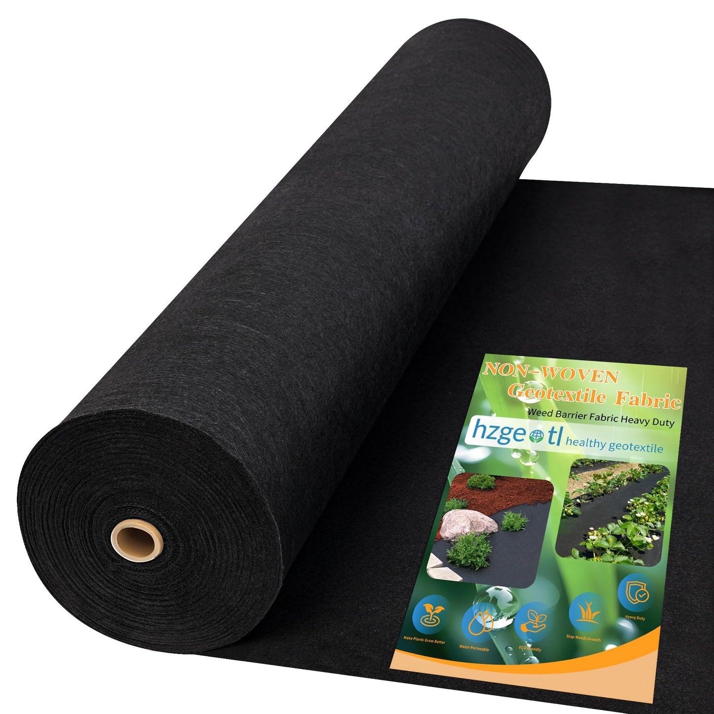 hzgeotl Premium Heavy Duty Weed Barrier Landscape Fabric for Outdoor Gardens, Non Woven Weed Blocker Fabric - Garden Landscaping Fabric Roll - Weed Control Fabric in Rolls(6OZ 3x100ft,Non Woven)