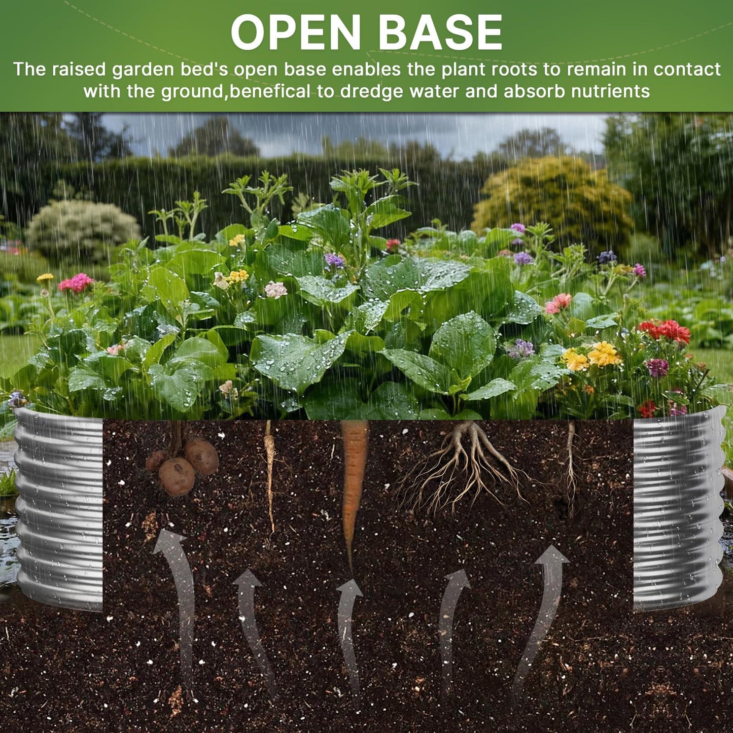 Mostmahes 2 PCS Tall 8x4ft Galvanized Raised Garden Bed Outdoor, Metal Garden Bed for Vegetables, Above Ground Garden Box for Flower, Steel Raised Beds for Gardening