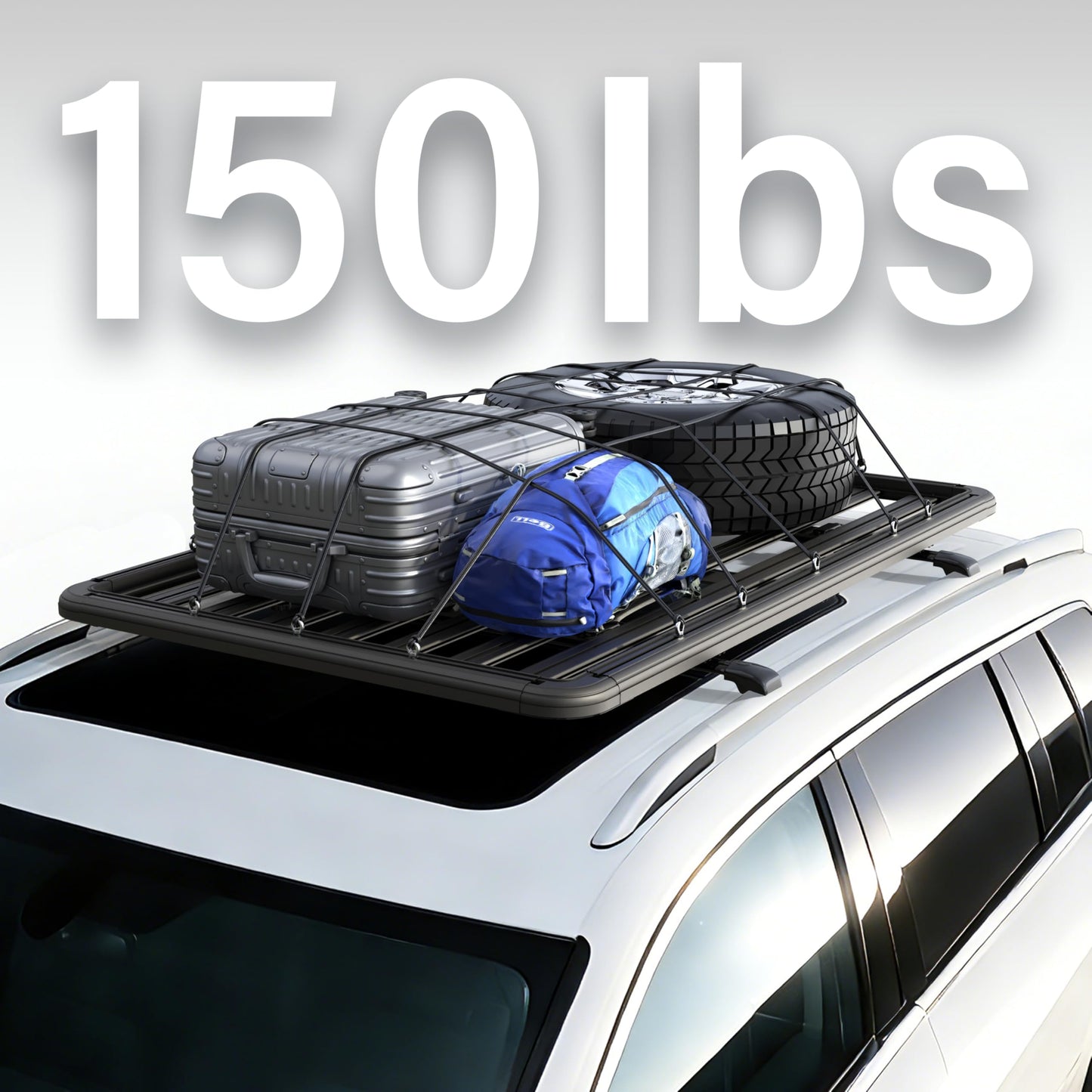 WILDROAD Aluminum Roof Platform, 83" x 52" Universal Flat Roof Rack Heavy Duty Roof Rack Platform with 10 Sets Eye Bolt Nut and T-Screws Anchoring Kit Fits for SUV, Truc