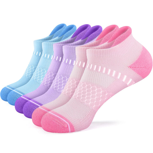 IRAMY Light Compression Socks for Women Arch Support Athletic Cushioned Anti-Blister Comfort Running Ankle Socks 5 Pairs