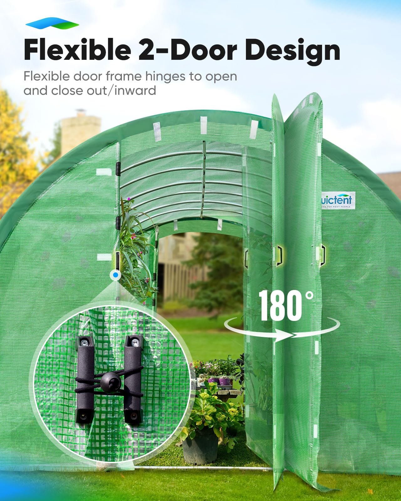 Quictent 20x10x6.6 FT Premium Greenhouse for Outdoors with 2 Door Frames, Reinforced Top Structure & Cover, Large Heavy Duty Walk-in Tunnel Hoop Green House for Garden Backyard Flower Winter, Green