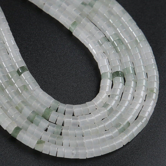150pcs 2x4mm Natural Green Ice Jades Stone Tube Shape Beads Loose Flat Round Cylinder Flat Spacer Green Stone Beads for Bracelet Earrings Jewelry Making