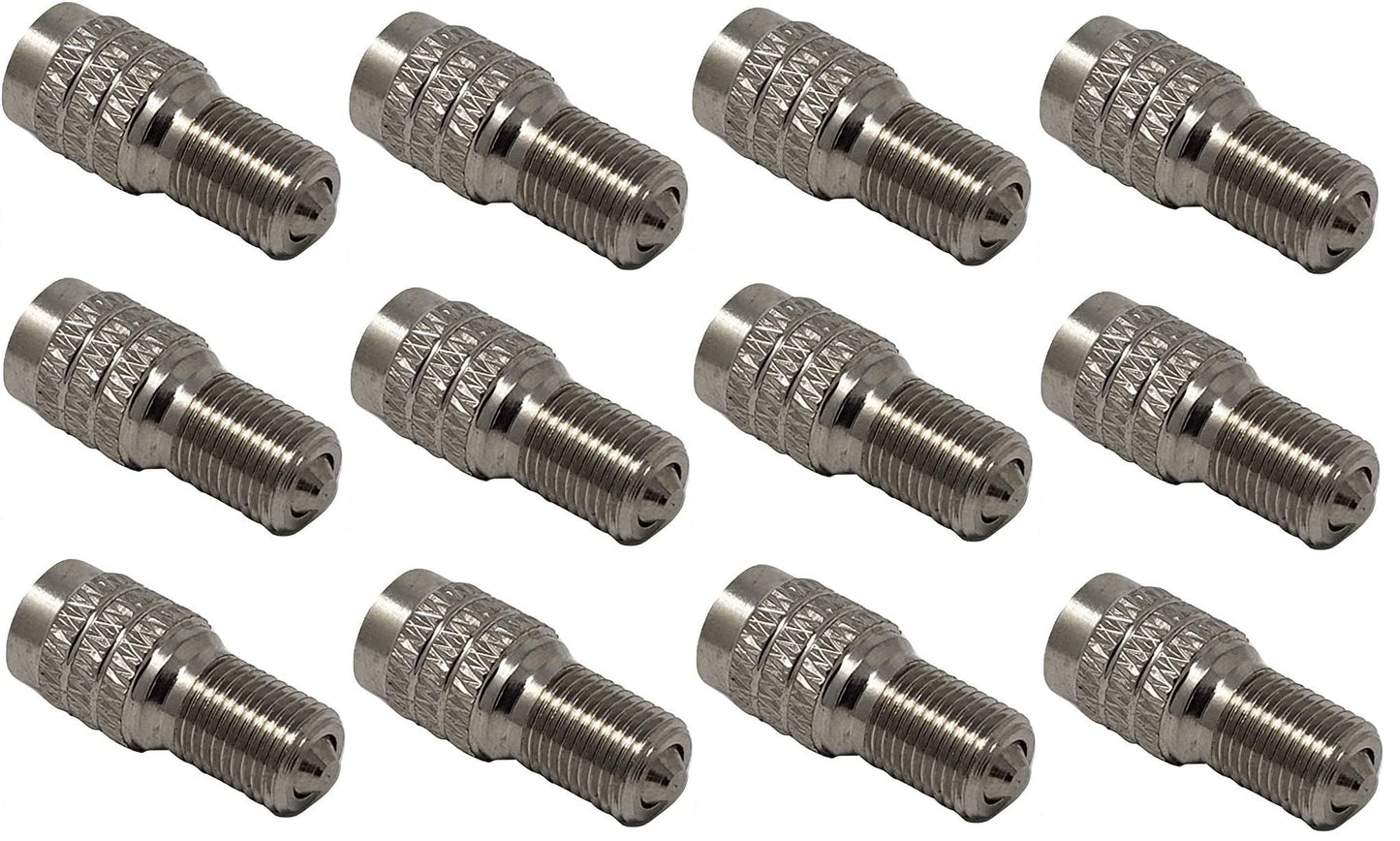 (Pack of 12) Muzzys Double Seal Flow Through Valve Stem Extension Tire Caps Inflate Thru for High Pressure Truck Car RV Semi Tires INFLATE Tires and Check Pressure Without Removing The CAPS! V2B DS-1