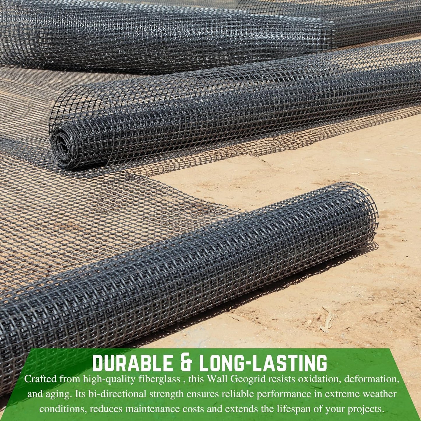 Farm Plastic Supply - Black Retaining Walls - Geogrid, Geocell, Geogrid Retaining Walls, StrataGrid Geogrid, Sub-Grade Stabilization, Soil Reinforcement, Slope Stabilization (1, 4' x 50')