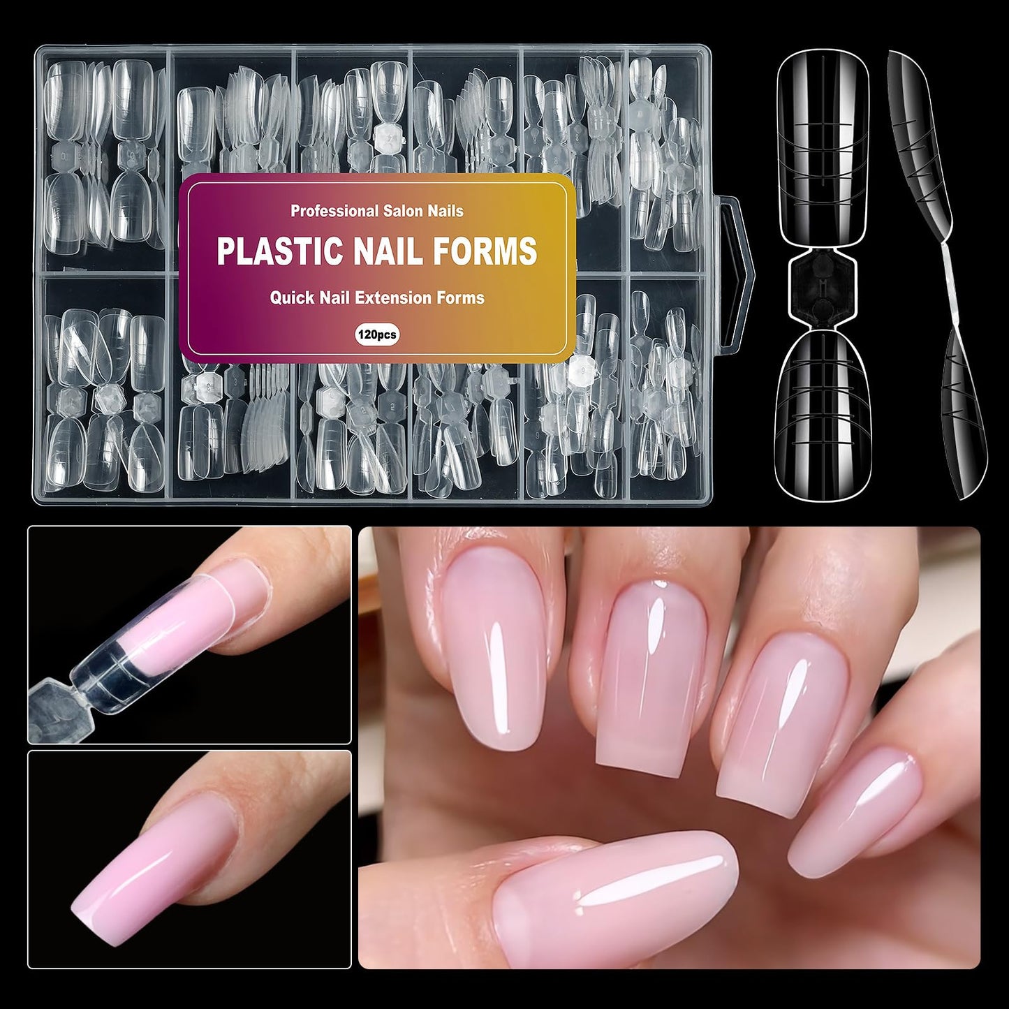 Molding Kit for Nail Extension and Enhancement - 120 Pieces in Box - Non-woven Band with Marking Lines