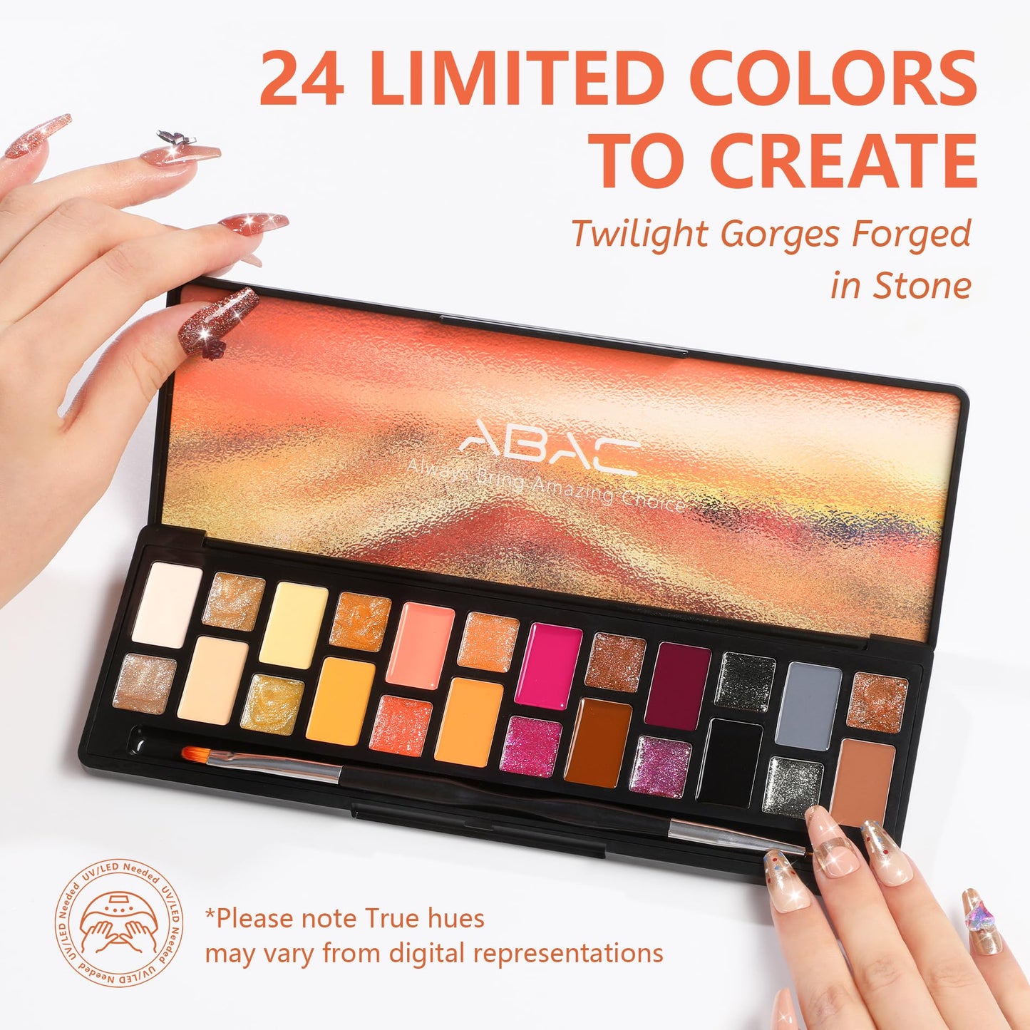 ABAC Fall & Winter Solid Gel Nail Polish Set Orange Yellow Brown Purple Grey Black Shimmer Colors w/Pro Brush No-Spill,Hema-Free Gel Nail Kit Gifts for Women All Season