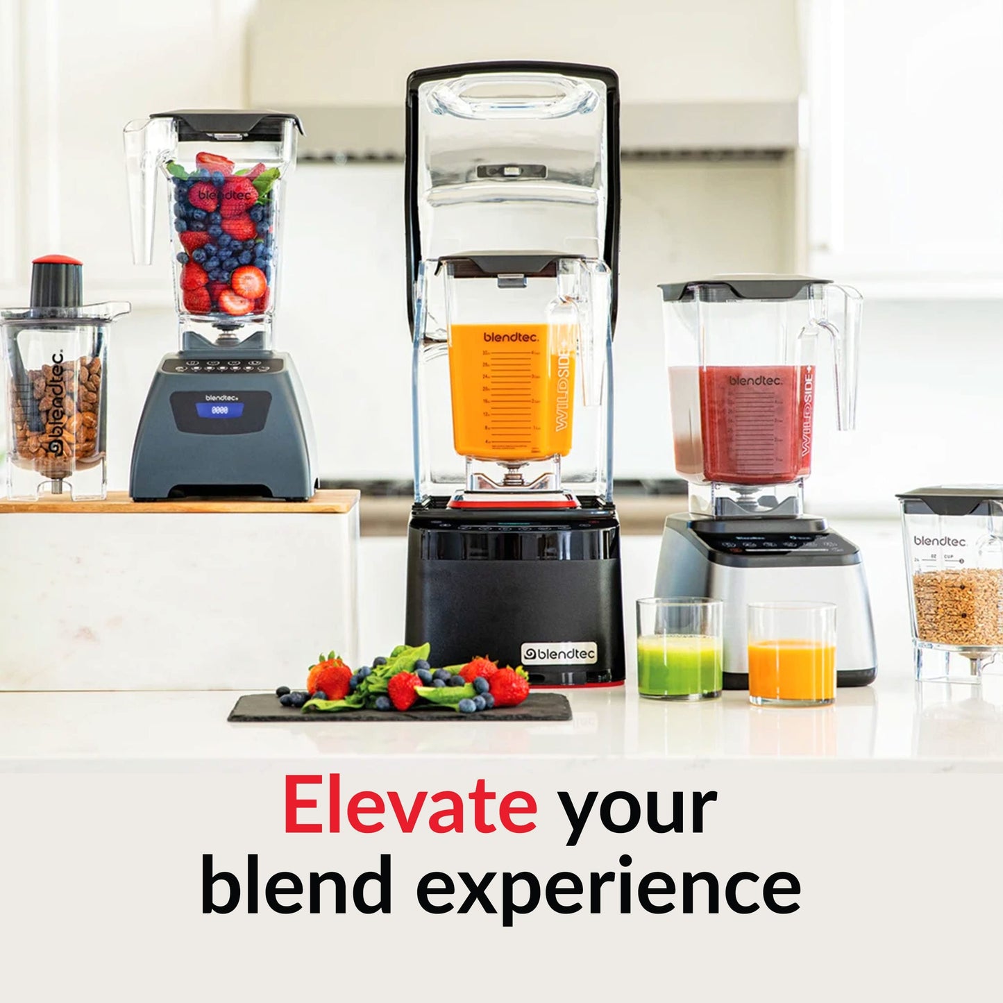 Blendtec Designer Series Blender with 90 oz WildSide+ Jar and 34 oz GO Travel Bottle - Kitchen Blender Bundle - Black