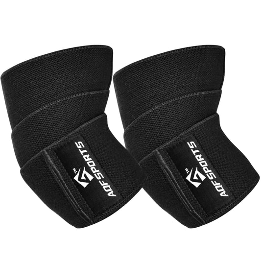 AQF Elbow Wraps for Weightlifting Gym Elbow Sleeves - Heavy Duty 40" Elasticated Elbow Lifting Straps for Powerlifting, Bodybuilding, Fitness Training & Bench Press (Pair)