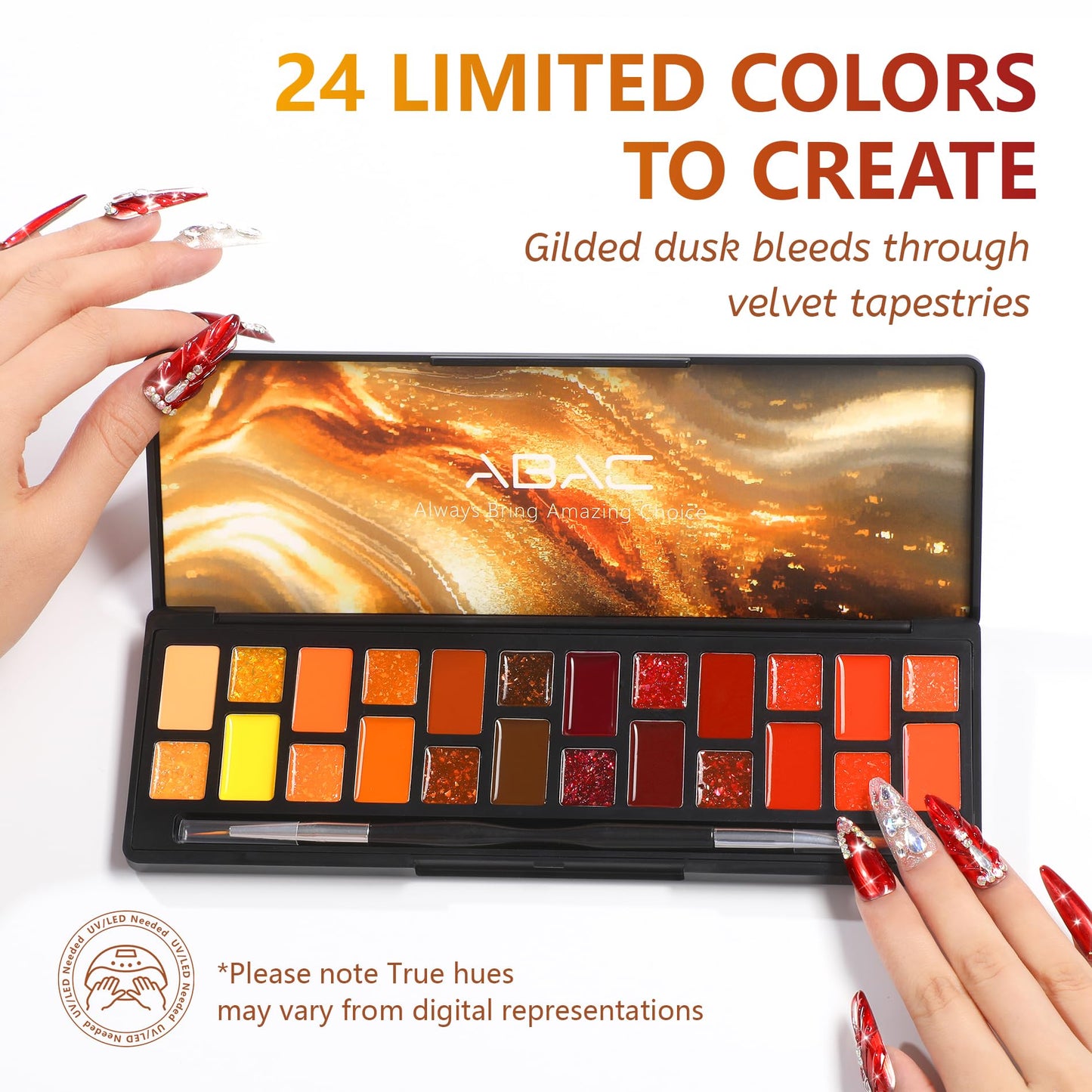 ABAC Fall & Winter Solid Gel Nail Polish Set Orange Yellow Burgundy Red Brown Purple Glitter Colors w/Pro Brush No-Spill,Hema-Free Gel Nail Kit Gifts for Women All Season