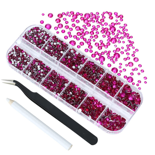 Meibite Peach Glass Flatback Rhinestones for Nails, Crafts & Clothes – 4240PCS 6 Sizes (SS6–SS20) Crystal Gems Kit with Tweezers & Picker, Non Hotfix DIY Rhinestones for Tumblers, Shoes, Nail Art