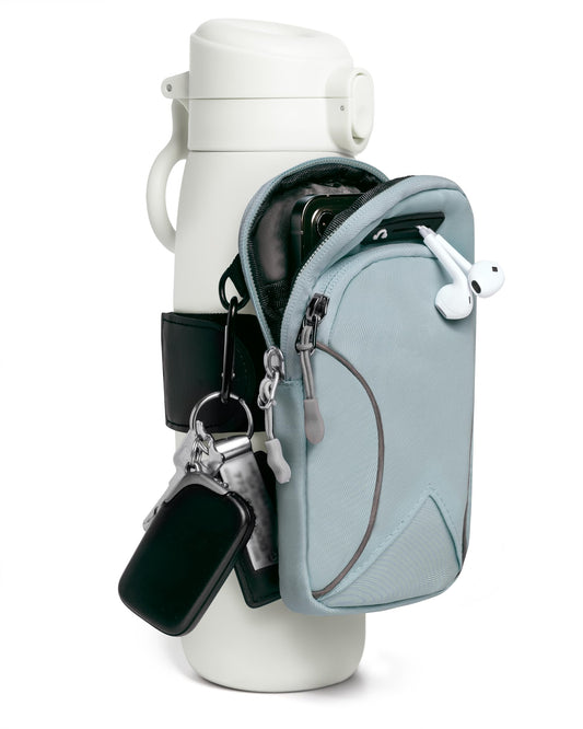 Bottle Pouch Gym Water with Phone Holder & Wallet, Water Bottle Caddy Versatile Sleeve Bag for Running Sports & Daily Use