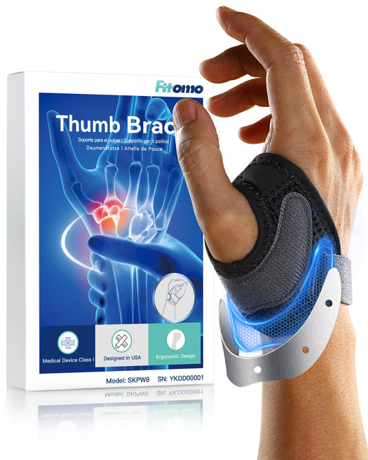 Fitomo CMC Thumb Brace with Shape-memory Restriction Splint for Osteoarthritis, CMC Joint Thumb Arthritis Brace Stabilizer for Basal Thumb Arthritis Pain Relief and Support, Medium, Left Hand, 1 Pack