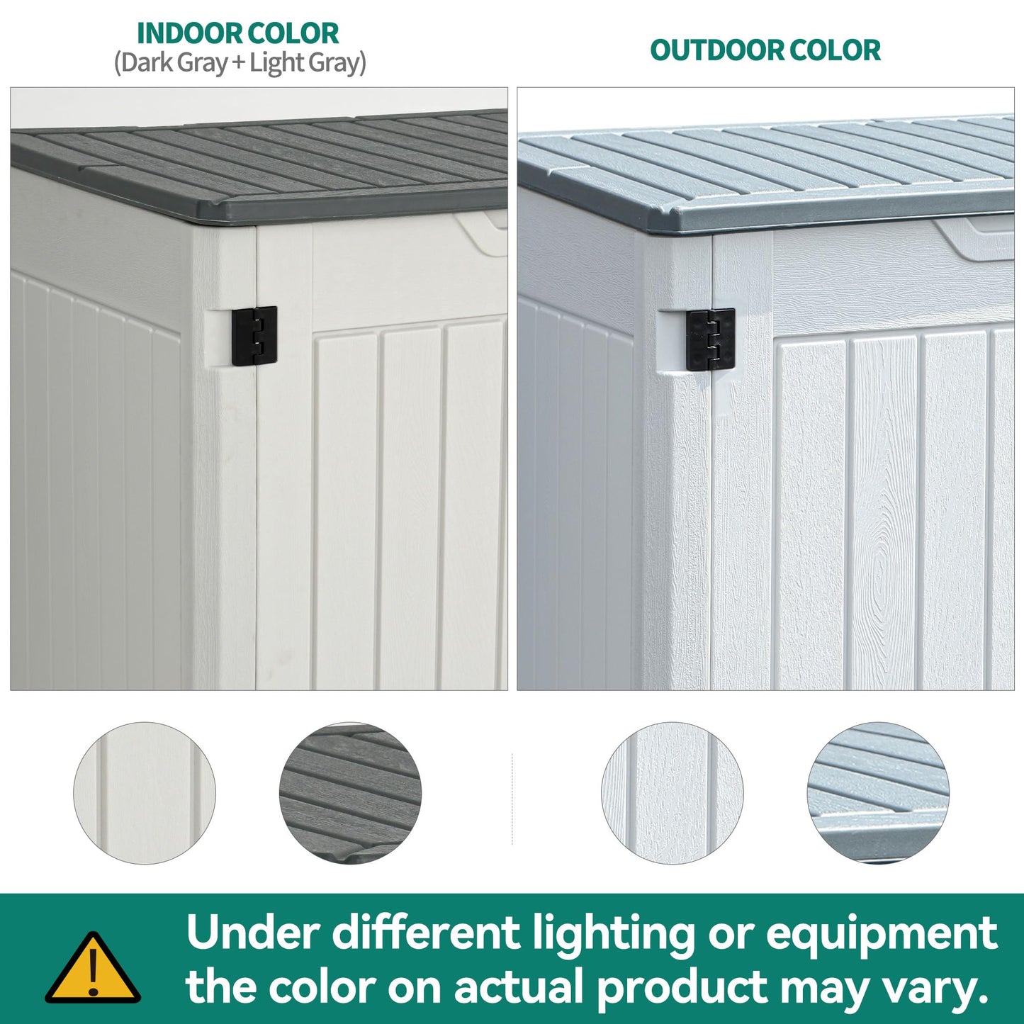 YITAHOME Large Outdoor Horizontal Storage Shed, 47 cu ft Resin Tool Shed w/o Shelf, Outdoor Waterproof Storage with Floor for Trash Cans, Garden Tools, Lawn Mower, Lockable, 4.5x2.8x3.9 ft, Light Gray