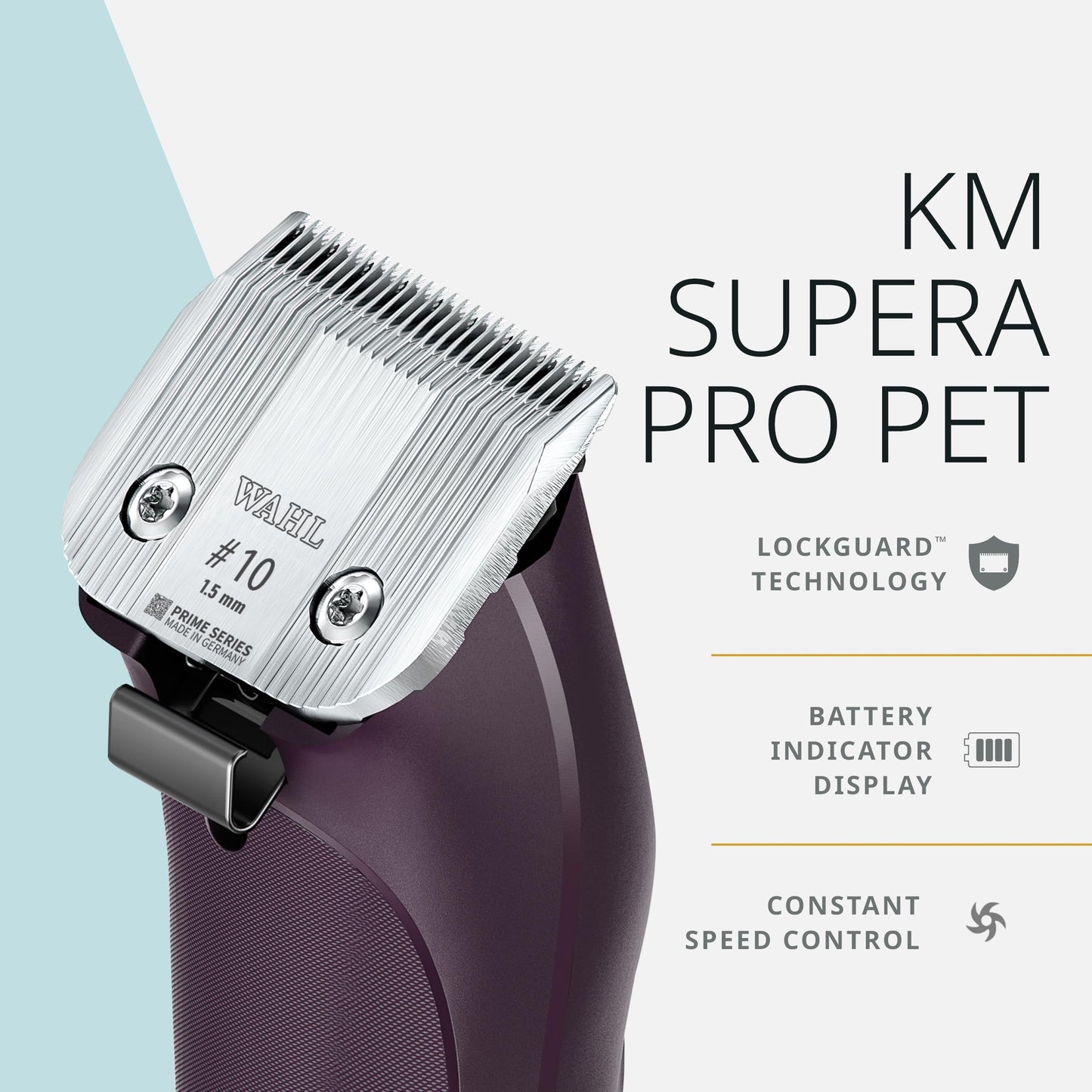 Wahl Pro Animal KM Supera Cordless Pet Clipper - Pet Clipper for Cat & Dog Grooming - Battery Powered Cordless Clipper - Features LOCKGUARD Technology