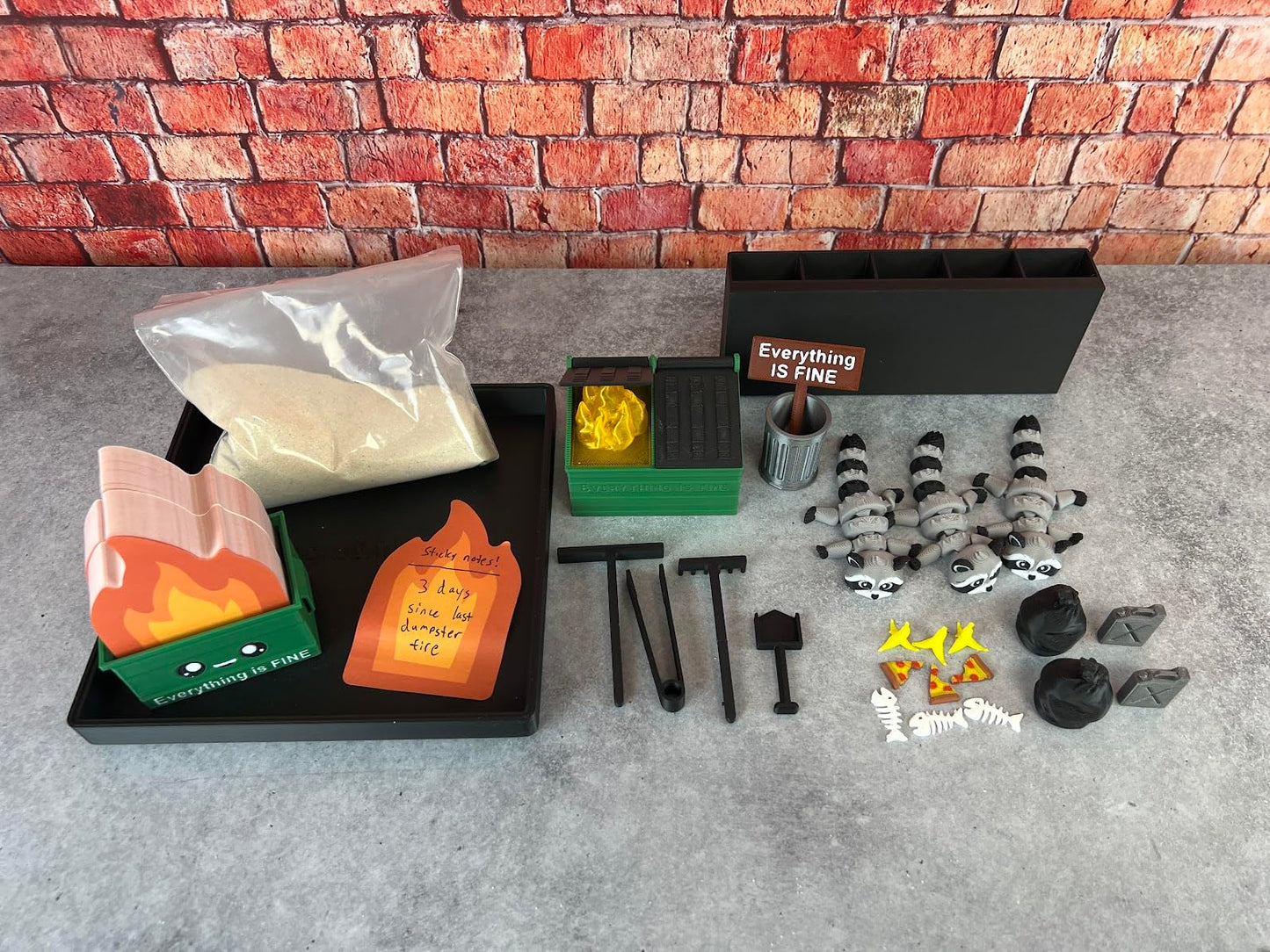 Munnygrubbers - Deluxe Dumpster Fire Zen Garden - Made in USA - Large 7" x 7" - Fine Sand Included - Desk Accessory Box Garden - Funny Novelty Gift - Fidget Stress Relief