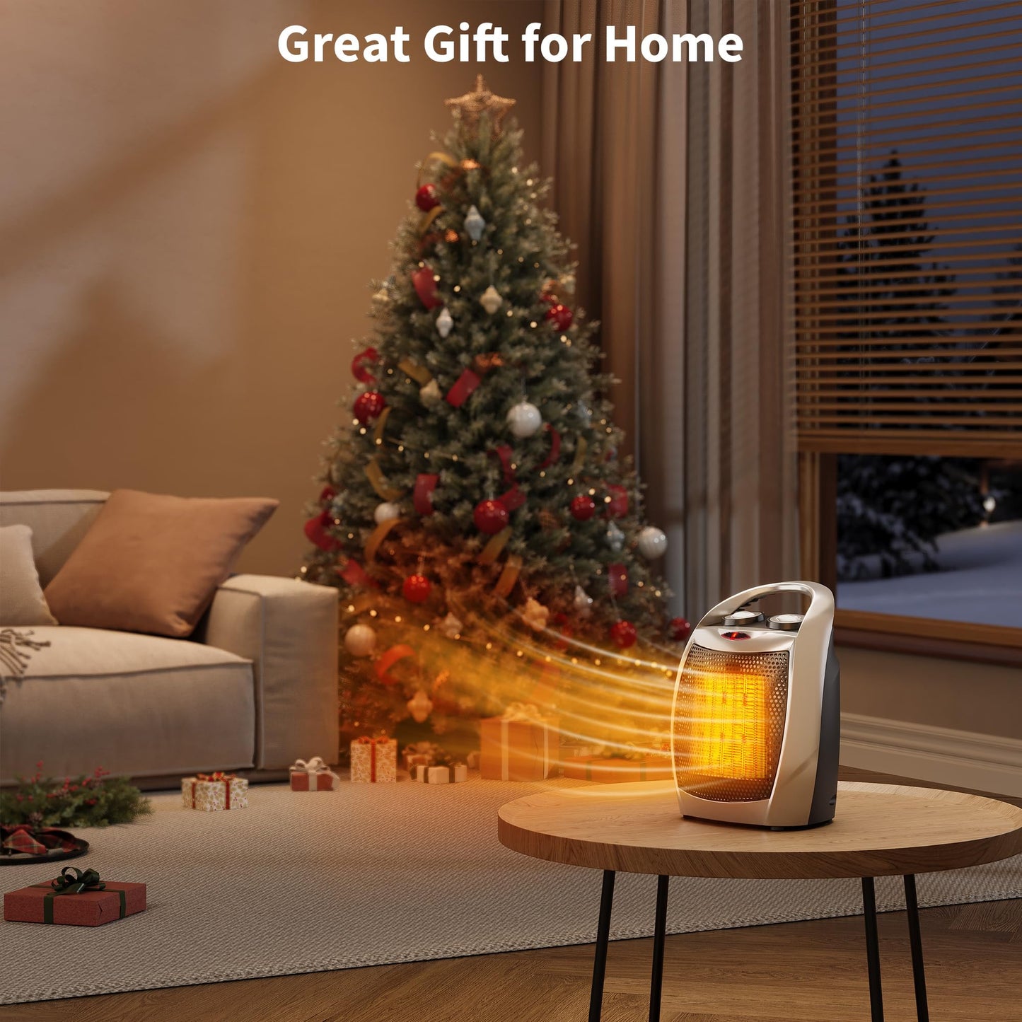 Space Heater - Greenhouse Heater, Heater with Fan, 1500W & 750W, Fast Heating, Safe Quiet with Tip-Over & Overheat Protection for Office Desk & Pets (Silver)