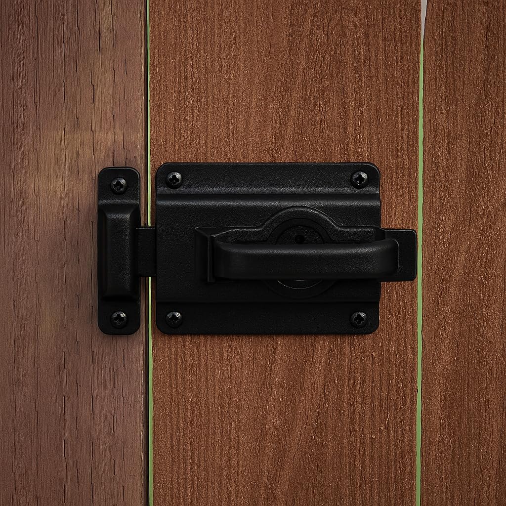 National Hardware N101-576 Swinging Door Latch Heavy Duty Steel with WeatherGuard Protection Black Finish for Shed Barn Gate Interior Exterior Use Automatic Locking