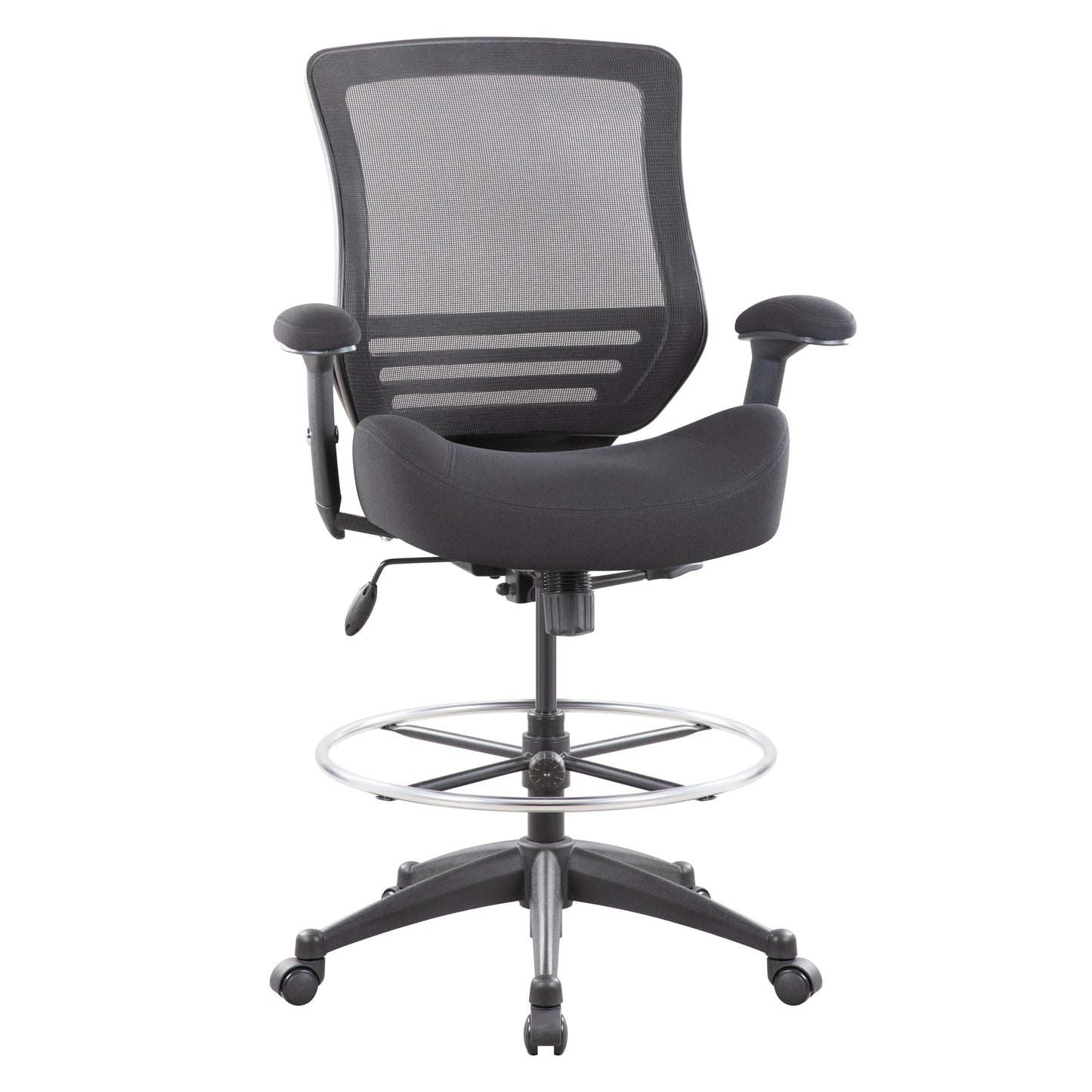 BOLISS 400lbs Mid Back Mesh Ergonomic Drafting Chair for Standing Desk Office Wide Chair Built-in Lumbar Support Big Adjustable Foot Ring Height Adjustable Armrest (Black)