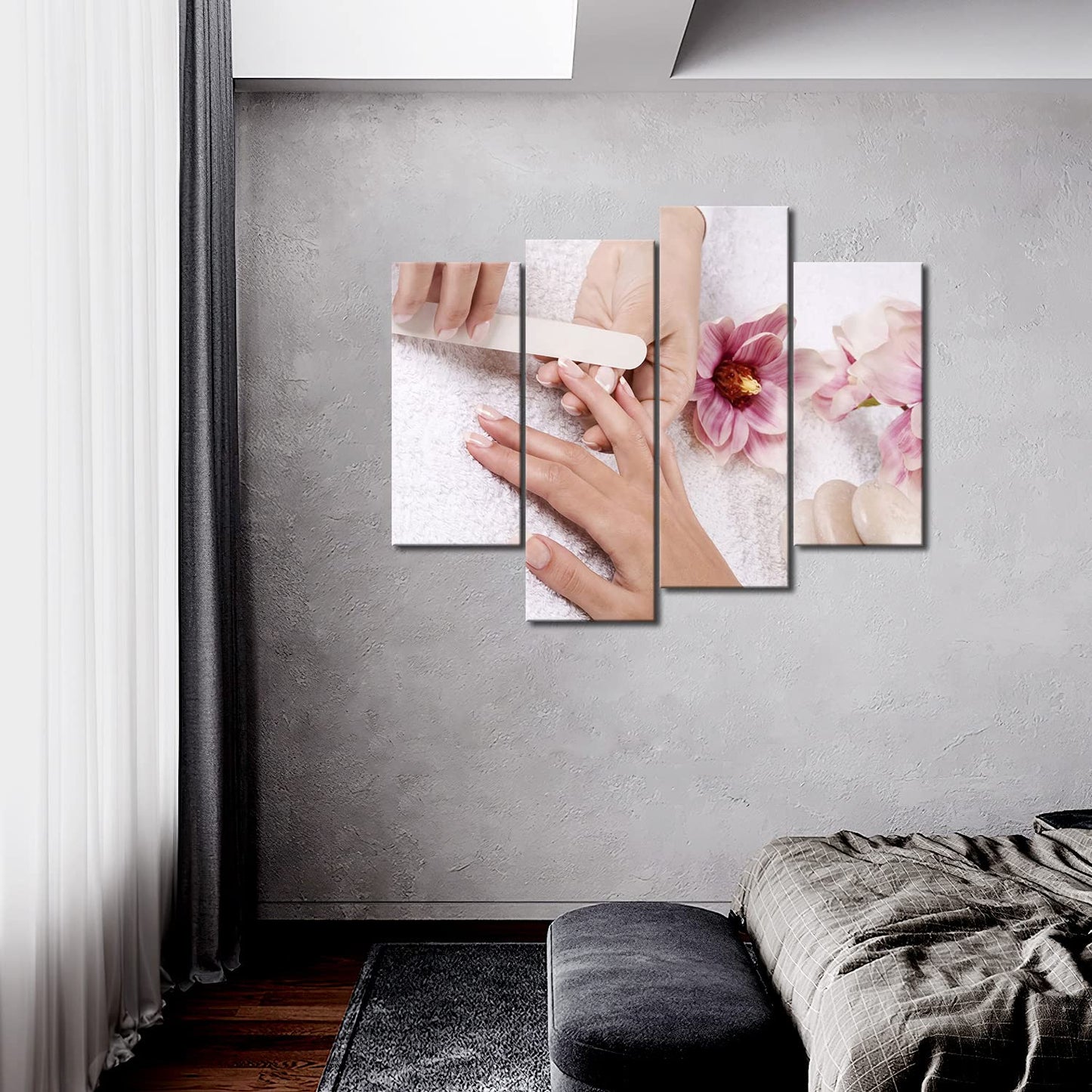 Pink Flowers Cabblestones Someone is Nail-Painting Wall Art Painting Pictures Print On Canvas Art The Picture for Home Modern Decoration
