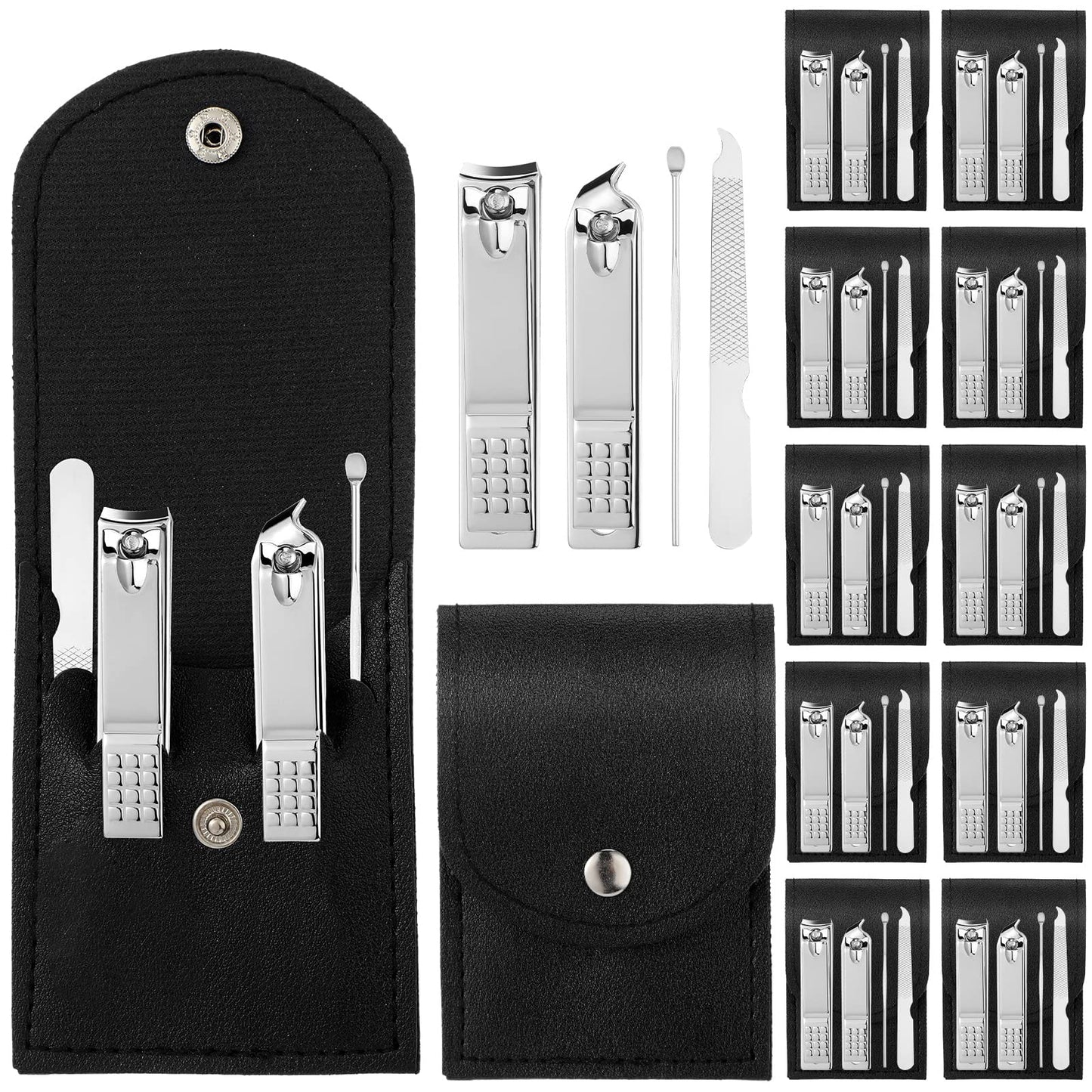 Geosar 12 Sets Manicure Gifts for Mothers Day Bulk Nail Clippers Pedicure Kit Stainless Steel Professional Pedicure Grooming Kits Nail Care Tools with Travel Case for Women Men Hand Foot(Black)