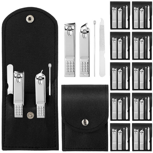 Geosar 12 Sets Manicure Gifts for Mothers Day Bulk Nail Clippers Pedicure Kit Stainless Steel Professional Pedicure Grooming Kits Nail Care Tools with Travel Case for Women Men Hand Foot(Black)