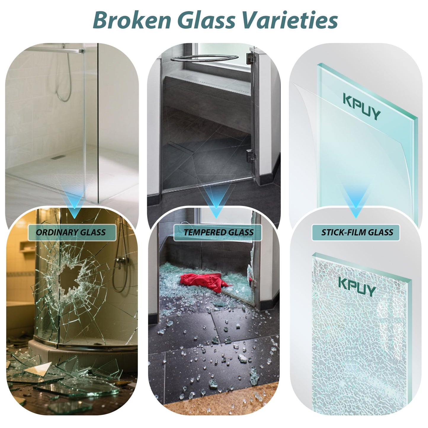 KPUY Frameless Shower Door, 49-54" W x 76" H Double Sliding Glass Shower Door, 1/4" (6mm) Thick Tempered Clear Glass with Explosion-Proof Film Nano Coating, Brushed Nickel