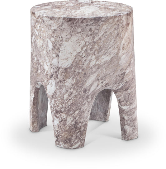Meridian Furniture 99054Brown-ET Foligno Collection Art Deco Indoor/Outdoor Concrete End Table with Brown Marble Finish, 14" W x 14" D x 18" H, Brown