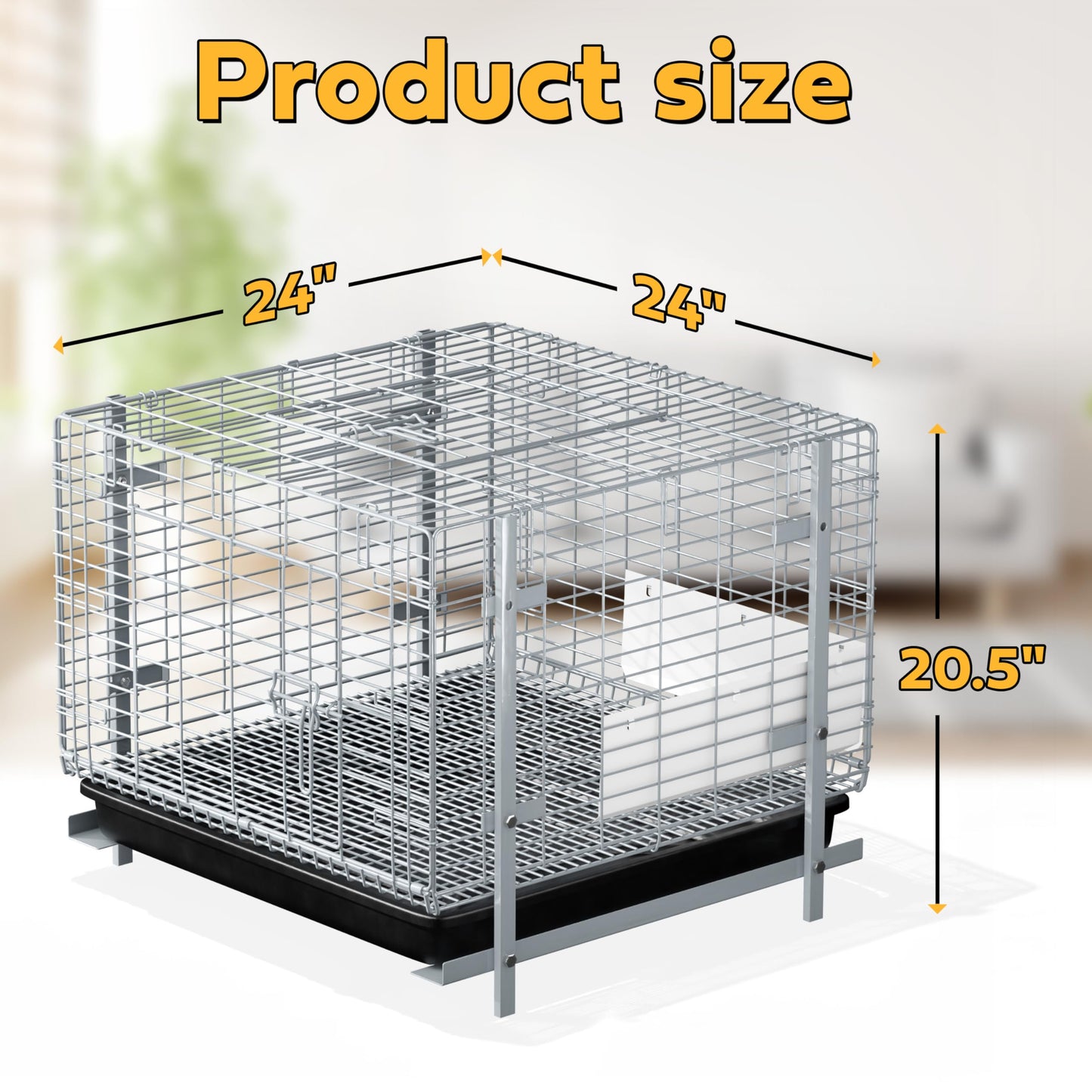 HOMESTEAD Rabbit Cage with Pull-Out Tray – 24 Inch Bunny Cage, Metal Rabbit Breeding Cage, Dual Access Doors, Waterproof Bottom & Urine Guard