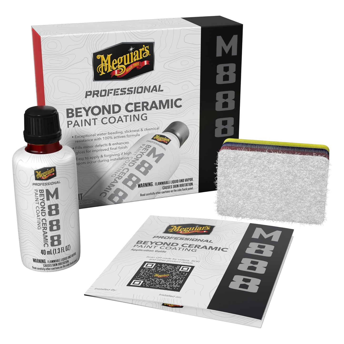 Meguiar's Professional Beyond Ceramic Paint Coating M888 - Multi-Year Ceramic Coating For Cars, Easy to Apply, Fills in Minor Defects with Exceptional Water Beading, Slickness, and Chemical Resistance