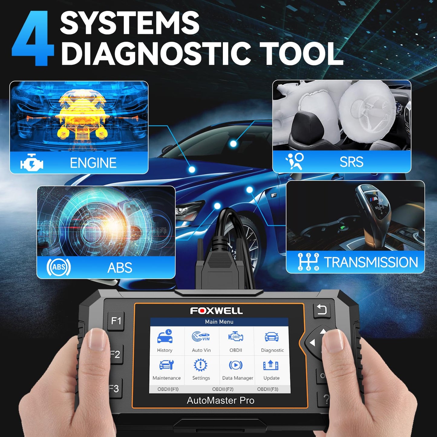 2026 FOXWELL NT614 Elite OBD2 Scanner with 5 Resets ABS Bleeding, SAS Calibration, Oil, EPB, Throttle, Upgrade of NT604 Code Reader Scan Tools, ABS SRS Engine Transmission Battery Test Car Scanner