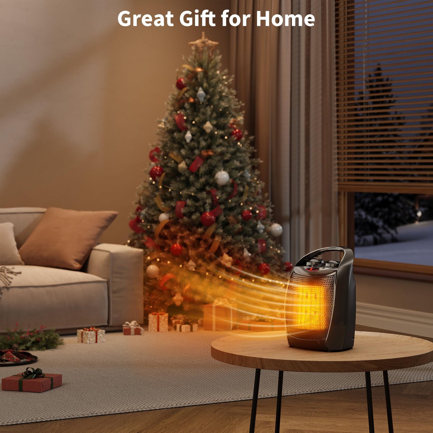 Small Space Heater with Thermostat, 1500w/750w Fast Heating Ceramic Desk Heater & Fan, Safe and Quiet <45 DB for Room Office Desk Indoor Use