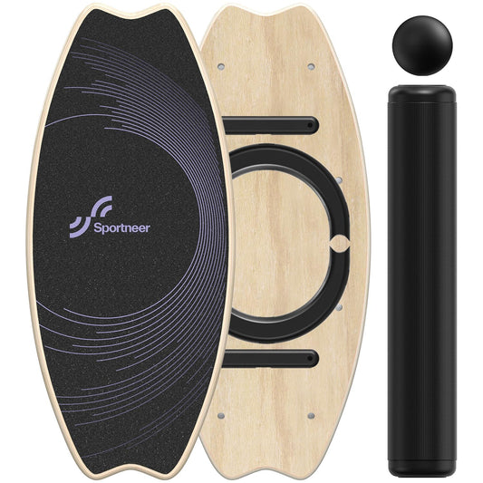 Sportneer Balance Board - 7 Modes Wobble Board with Adjustable Stoppers - Exercise Balancing Stability Trainer for Improve Balance, Surf Trainer & Physical Therapy - Roller and 2.8'' Ball Included