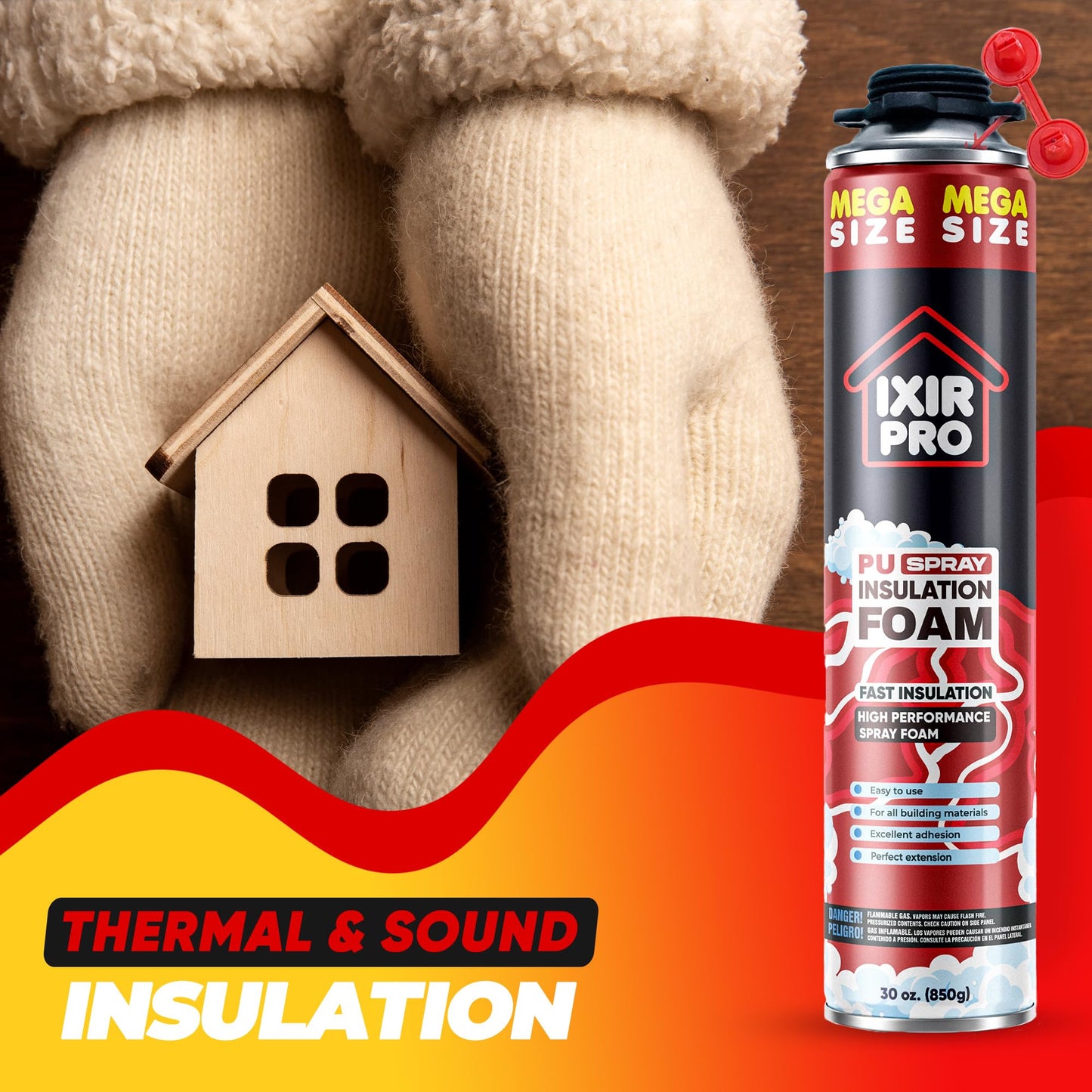 Spray Foam Insulation Can (18 x 30 oz) Expanding Sealant, Mega Size Closed Cell Spray Foam Insulation, High Density, Walls Ceiling Windows Doors