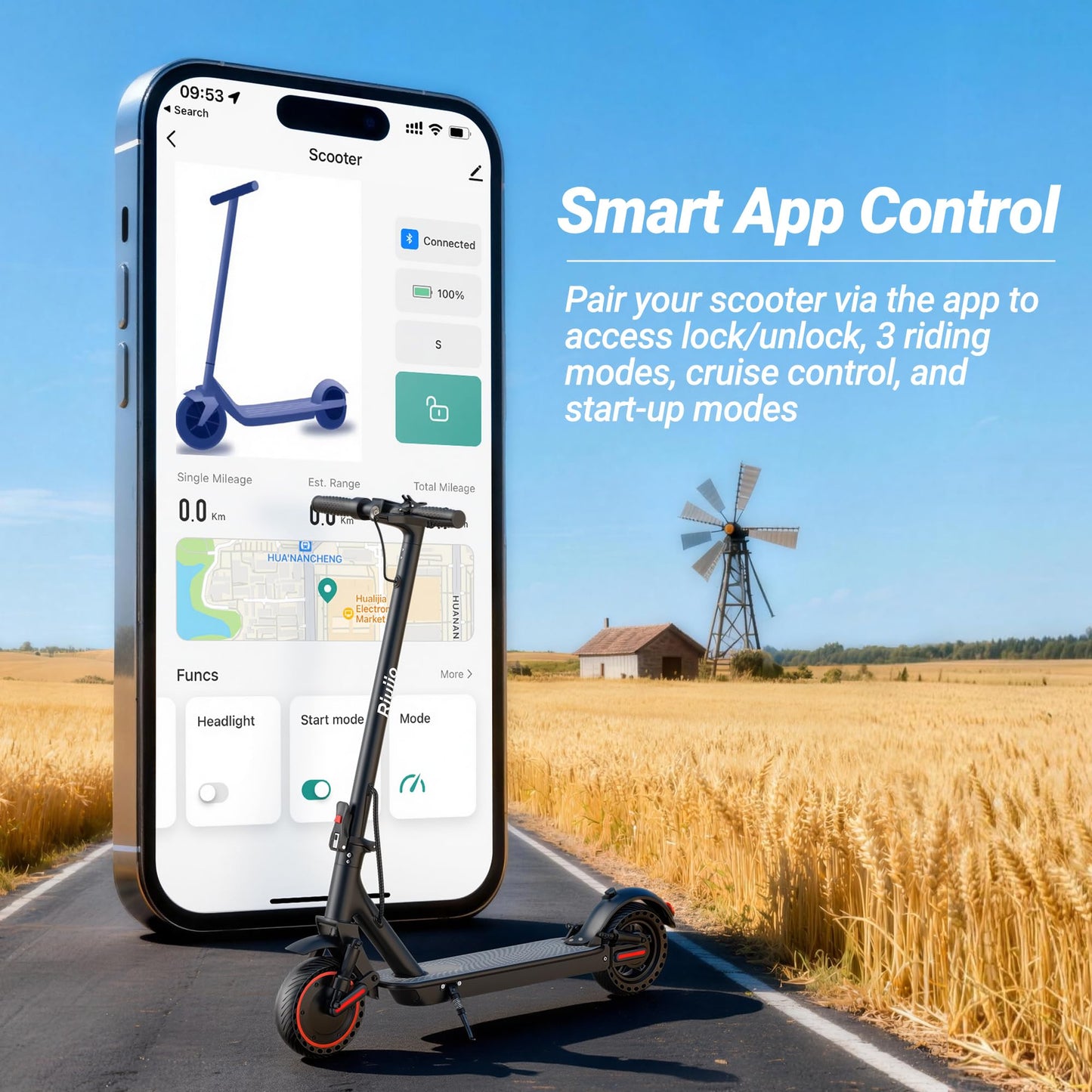 Electric Scooter for Adults, 500W Motor, 22MPH, 31 Miles Max Range, Dual Suspension, 10" Solid Tires, Foldable Commuter E-Scooter with App Control, Scooter with Phone Holder and Lock