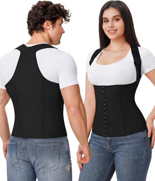 YERKOAD Back Brace Waist Trainer for Women Back Straightener Posture Corrector Adjustable Full Back Support Brace 3X-Large Black