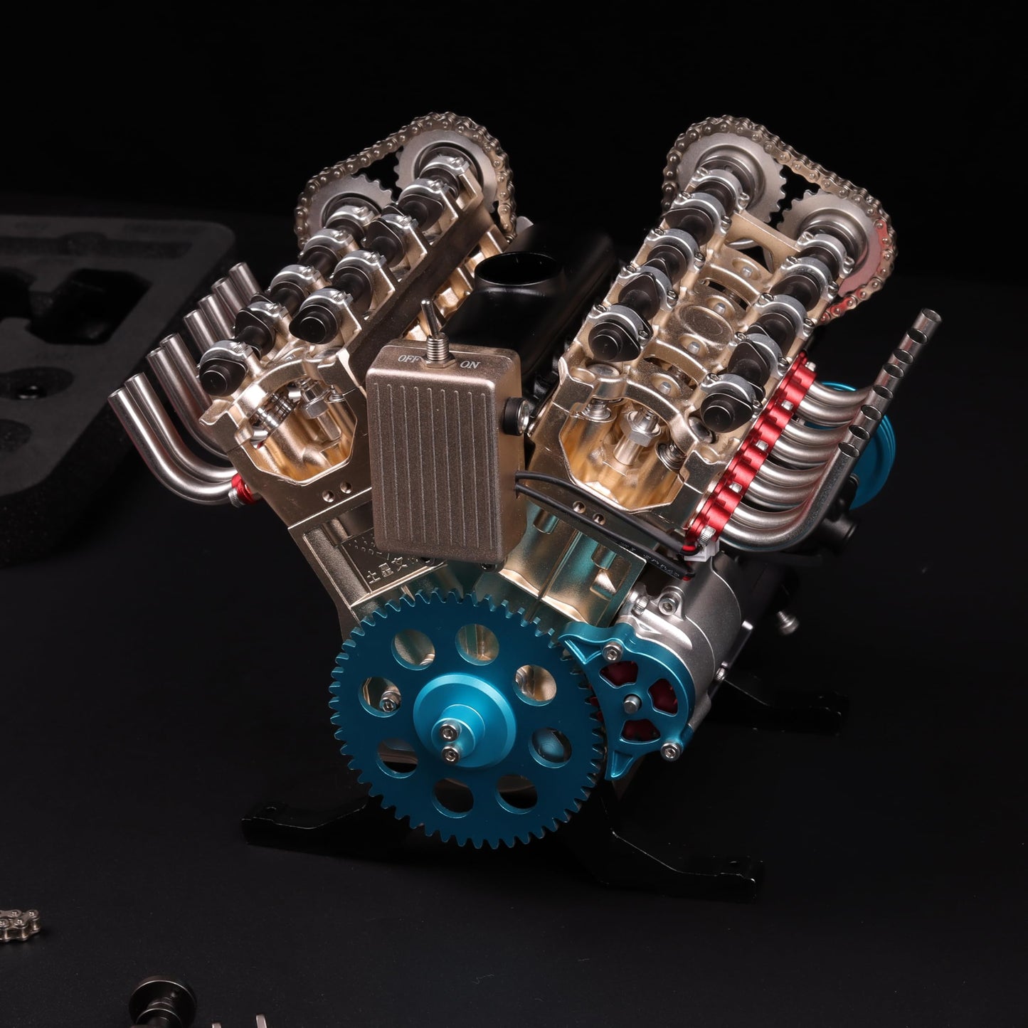 TECHING v8 Engine Model kit That Works Metal Mechanical Metal Assembly DIY Car Engine Model Kit 500+Pcs Educational Experiment (8 Cylinder Engine)