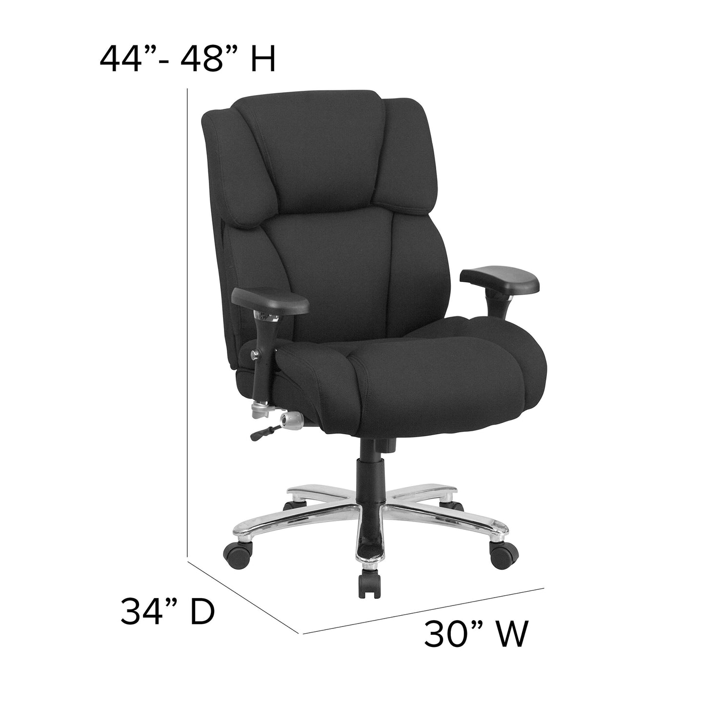Flash Furniture HERCULES Series 24/7 Intensive Use Big & Tall 400 lb. Rated Black Fabric Executive Ergonomic Office Chair with Lumbar Knob