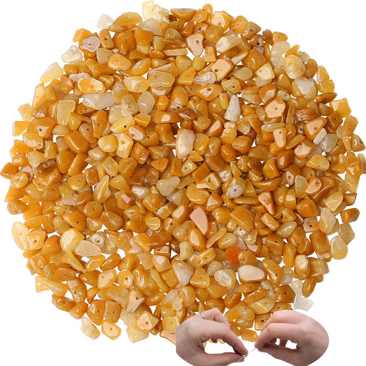 XIANNVXI Yellow Aventurine Beads, Natural Chip Stone Beads 400Pcs Crystal Bead 5-8mm Irregular Healing Crystal Loose Rocks for DIY Jewelry Making