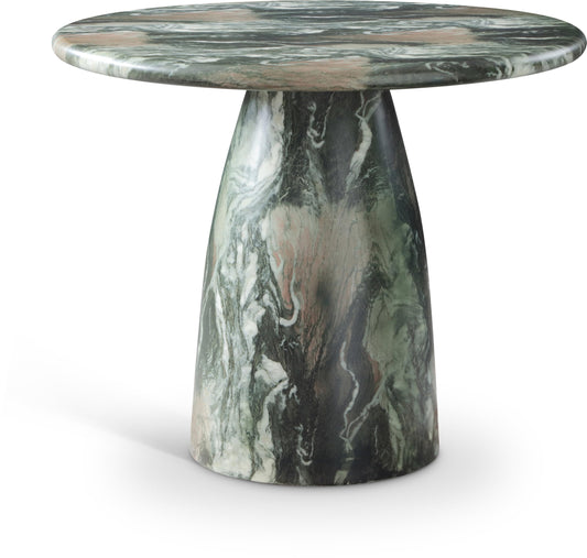 Meridian Furniture 700Green-T Cosenza Collection Art Deco 36" Indoor/Outdoor Concrete Dining Table with Green Marble Finish, 36" W x 36" D x 30" H, Green