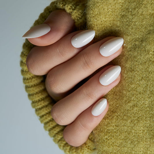 CurvLife Press On Nails – 30Pcs Soft Gel Almond Fake Nails, Reusable Glue On Nail Kit with Adhesive Tabs, Natural Fit & Salon-Quality for Women & Girls (Cream Whisper)