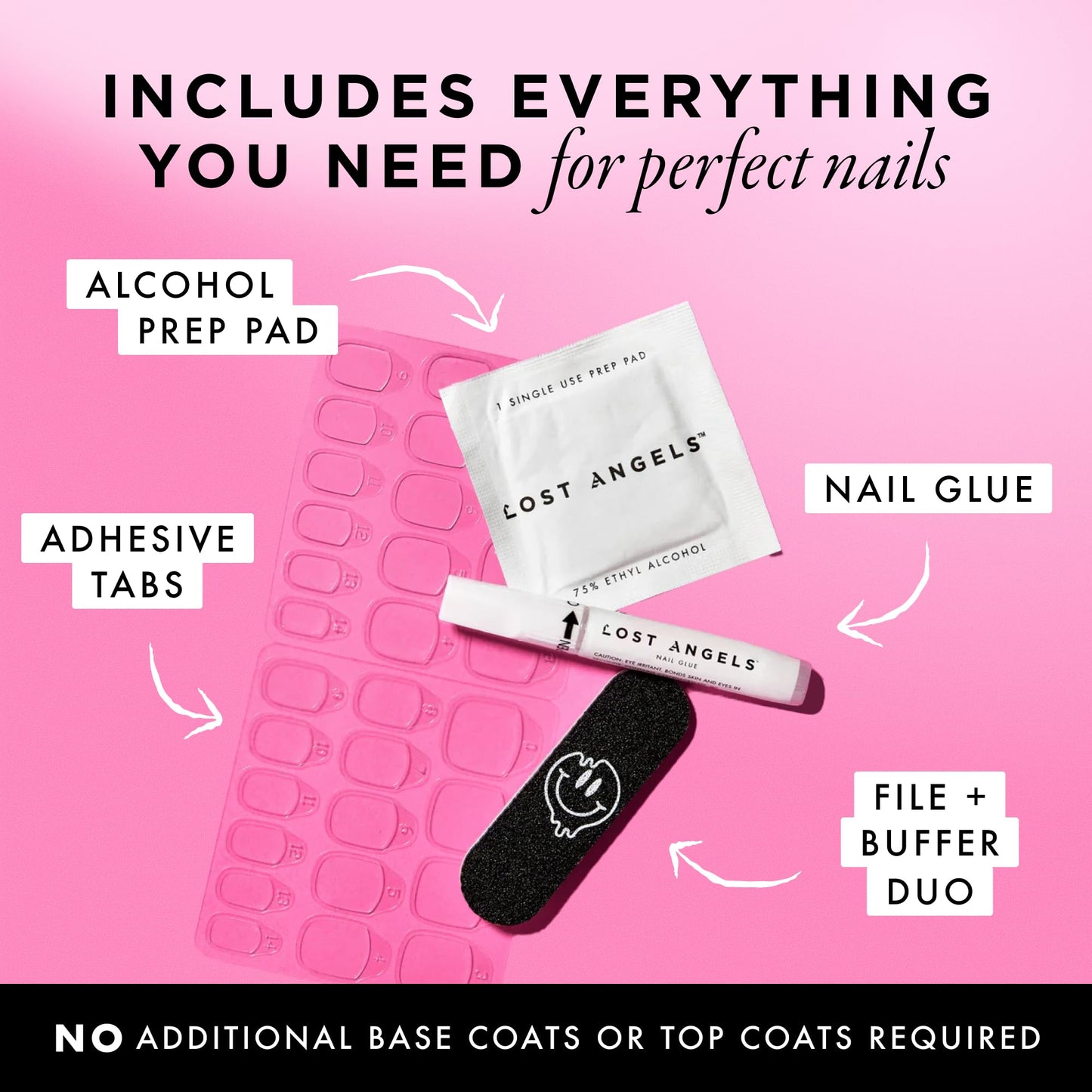 Lost Angels Gel Press On Nails French Tip - Shimmery Iridescent, Almond Shape, Medium Length Press On Nails - Easy Nail Kit with Adhesive Tab or Glue, Everything Included - 30 Fake Nail, 15 Sizes