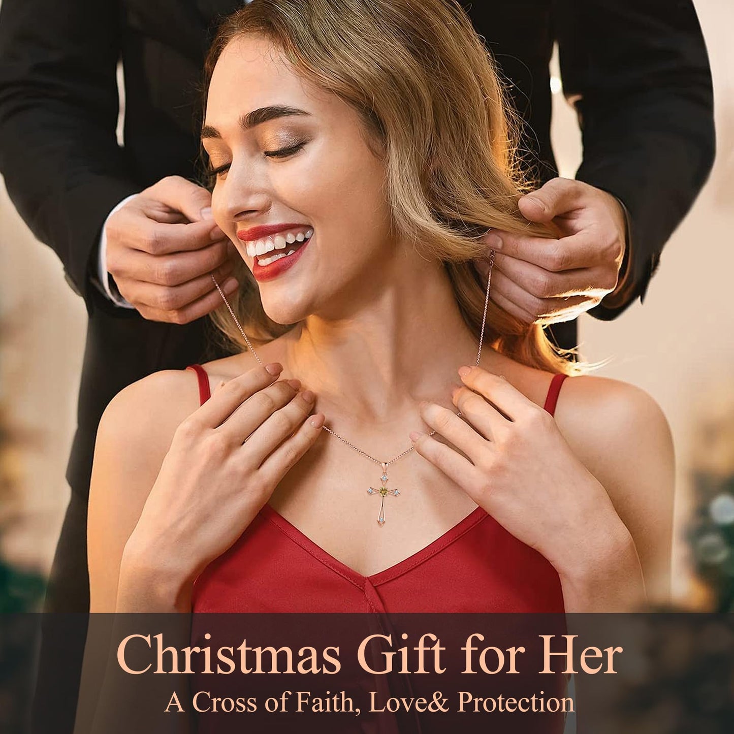 QUALISE Cross Necklace for Women,925 Sterling Silver Birthstone Necklace,Citrine-November Birthstone Cross Necklace,Faith Religious Fine Jewelry Valentines Day Gifts Birthday Holiday Gifts for Her,